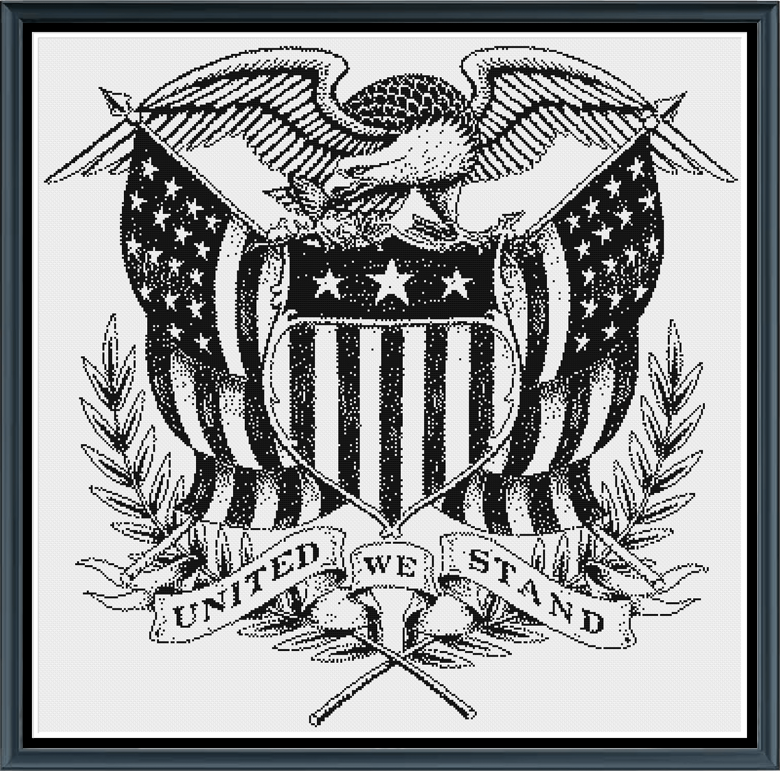 Stitching Jules Design Cross Stitch Pattern United We Stand America Patriotic Monochrome Cross Stitch Embroidery Needlepoint Pattern PDF Instant Download